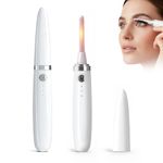 Heated Eyelash Curler, USB Rechargeable Lash Curler, 3 Temperature Settings, Quick Heating for Long-Lasting Natural Curls, Safe Silicone Brush, Portable Eye Lash Curler Gift Choice, White