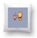 CRAFT MANIACS Winnie The Pooh with Baby Piglet 16 * 16 INCHES Pillow with Filler | UBER Cool Merch for Kids,BFFs & Cartoon Lovers