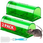 LULUCATCH Humane Mouse Traps 2 Pack, Live Mouse Traps, Reusable with Cleaning Brush, No Kill Catch and Release Indoor Outdoor Mouse Catcher, Pet Safe Mice Rat Traps Small Cage for House & Outdoors