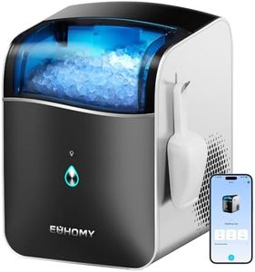 EUHOMY Smart Nugget Ice Maker Countertop, Portable Sonic Ice Maker with APP Control, 40lbs/24H, Ready in 8 Mins, Self-Cleaning, Pebble Ice Machine with Hanging Ice Scoop for Home/Kitchen/Office
