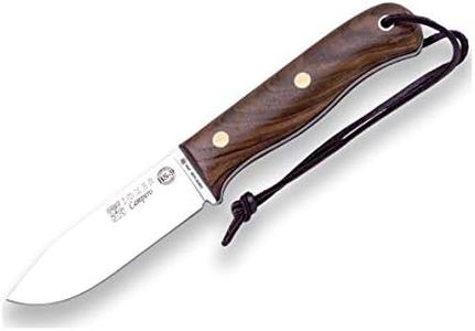 Hunting knife "BS9 Campero" Joker CN112-P, Walnut Wood Handle, blade 10,5 cm of SANDVIK 14C28N, leather Sheath, with Fire Starter, Tool for fishing, Hunting, camping and hiking