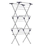 SONGMICS Foldable Clothes Airer, Clothes Drying Rack, Compact Clothes Horse Dryer, Laundry Rack, Steel Frame, 42 x 62.5 x 150 cm, 15 m Drying Space, Indoor Outdoor Use, Grey LLR715G01