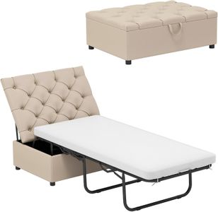 COSTWAY Folding Sofa Bed – Beige Convertible Sleeper Chair