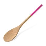 Tasty Wooden Kitchen Serving Spoon, Spoon Ladle with Pink Handle, Kitchen Spoon for Cooking and Serving Food, Wooden Kitchen Utensil, Dimensions: 30 x 5.5 cm, Colours: Light Brown and Pink