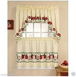 CHF & You Red Delicious Country Apples 3-Piece Window Curtain Tier Set, Ivory, 56-Inch X 24-Inch, Multi Color