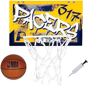 Franklin Sports NBA Indiana Pacers Over The Door Basketball Hoop - Kids Indoor Hoop with Mini Basketball - NBA Fan Shop Toy for Bedroom + Office - Over The Door Set