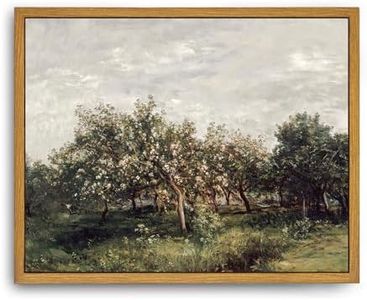 Roslynity Framed Canvas Wall Art Vintage Print Oil Paintings Apple Blossoms Orchard Landscape Country Nature Retro Aesthetic Artwork for Home Living Room Bathroom Farmhouse Wall Decor (8"x10")