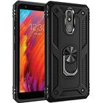 Military Grade Drop Impact for LG Aristo 4 Plus Case,LG Aristo 4+/Aristo4/K30 2019/Prime 2/Escape Plus Case Metal Rotating Ring Kickstand Holder Armor Heavy Duty for LG Aristo 4 Plus Case (Black)