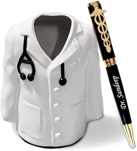FOTO VALE GIFTS Acrylonitrile_Butadiene_Styrene Personalized Doctor Coat Pen Stand & Engraved With Your Name Permanently, Medico, Dr. Medical Students. Graduation Special Occasions., Stationary, White