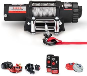 FieryRed ATV/UTV Winch- 12 V 5500LBS Electric Winch with Steel Cable, Wire and Wireless Remote Control, Roller Fairlead