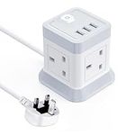 3M Extension Lead Cube With USB, BEVA 4 Gang Extension Socket With 3 USB Ports, Power Strip With Switch Multi Plug Extension with 3 Metre Long Cable For Home Office Travel