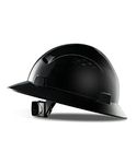 LANON Black Full Brim Hard Hat, OSHA Construction Work Approved, HDPE Safety Helmet with 4 Point Adjustable Ratchet Suspension, Class E, G & C,Glossy