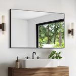 Leyden Bathroom Mirror 24x36 inches, Wall Mounted Mirror Black Rectangle Mirror with Aluminum Frame Mirror for Bathroom,Vanity,Entryway,Hallway,Bedroom,Decor