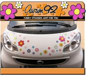 Aurum92 Funky Flower Colourful Car Stickers - Pack of 30