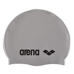 arena Classic Silicone Swim Cap, Silver / Black