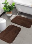 SARAL HOME EASY LIVING Microfiber Anti-Skid Rectangular Bath Mat Pack Of 2 (Brown, 35X50 Cm)