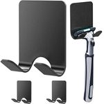 Gorffy Razor Holder for Shower 3 Pcs, Stainless Steel Shaver Holder for Shower, Waterproof Self Adhesive Shower Razor Holder, Multipurpose Razor Shower Holder for Bathroom (Black)