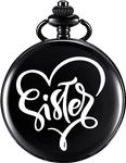 GT Gala Time Pocket Watch Creative Black Keychain- Creative Birthday, Rakshabandhan Gifts for Sisters, (Theme- Sister Heart)