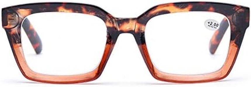 Retro Oprah Style Blue Light Blocking Reading Glasses Big Eyeglass Frames Large lens Computer Readers (Leopard, 1.75)