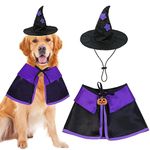 GOYOSWA Dog Halloween Costumes, Dog Witch Costume Halloween Dog Witch Cloak Cape Wizard Hat Halloween Costumes for Small Medium Large Dogs Pets(Dog Witch Costume, Large)