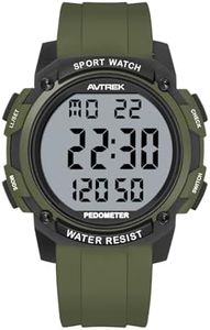 AVTREK Pedometer Watch for Walking Steps and Miles Calories No Bluetooth/APP Needed 50M Waterproof Digital Step Counter Watch Sport Simple Fitness Tracker for Men(Green)