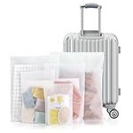 BieFuDan 30PCS Frosted Travel Storage Bags for Clothes,Zip-lock Seal Storage Bags Luggage Clothes Shoes Makeup Packing Pouch Organizer,Reusable Space Saver Packing Sacks Compression Bags (5 Size)