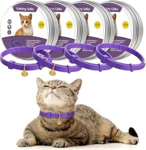 Cat Calming Collar-4 PCS for Indoor,Anti Anxiety - Cat Stress and Anxiety Relief, Cat pheromone Collar Comfort Long-Lasting,Natural Accessory Cat Calming Collar-for Vet Outdoor (Purple)