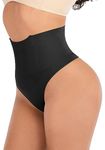 FUT Tummy Control Thong Shapewear for Women Butt Lifter Panties Waist Cincher Girdle Slimmer Body Shaper Underwear, Black (With Steel Bone), XXL