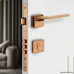 IVAS Andria Zinc Premium Door Lock for Main Door | Mortise Door Lock for Bedroom | Door Lock Handle Set- 3 Brass Keys for Home, Office, Hotel | Rose Gold PVD Finish | 5-Year Warranty