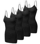 Creative Mimesis 4 Pack Basic Long Camisole for Women Cami Tank Tops with Adjustable Spaghetti Strap (S-3XL) (BBBB, XX-Large)