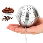 Spice Ball Extra Large For Cooking, Seasoning Ball , Spice Infuser, Tea Ball Filter, With Extended Chain Hook For Enhancing Soups, Stews, Cider, Wine, And Especially Brewing Large Quantities Of Tea