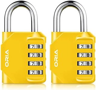 ORIA Combination Lock, Yellow, Resettable, 4 Digit Code, Zinc Alloy, Lightweight, Weatherproof, Rustproof