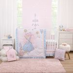 NOJO Disney Sweet Princess Light Blue, Pink, and White Cinderella 3 Piece Nursery Crib Bedding Set - Comforter, 100% Cotton Fitted Crib Sheet and Crib Skirt