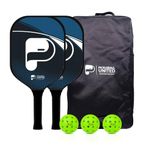 Pickleball United Freedom Lightweight Pickleball Playset, Fiber Glass Cushioned Grip Honeycomb Middle Core Pickle Paddle Set with Balls � Durable Pickle Gameset Ideal for All Weather and Skill Levels