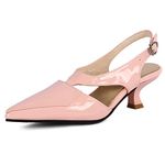 Women Kitten Heel Court Shoes Pointed Toe Casual Court Shoes Buckle Mid Heel Summer Sandals, 11541DUT Pink Size 2 UK/35