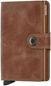 Secrid Vintage Leather Mini Wallet, Cognac/Silver