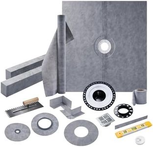 Albott Shower Curb Kit with Complete Shower Kit- Tray, Curb, Membrane, Seals, ABS Bonding Flange, Corners, Trowel & Level, 72" x 72" Tray, Center Outlet Position