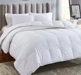 California Design Den Natural White Down Cluster Waterfowl Feather Comforter Queen Size - Soft & Fluffy All-Season 46 OZ Fill Weight, 650+ Fill Power, Breathable 100% Cotton Shell, Duvet Insert