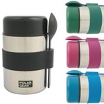 Polar Gear Insulated Food Flasks For Hot Food – Triple Layer Stainless Steel Hot Food Flask With Spoon – Keep Meals & Drinks Hot for 6 Hours & Cold for 6 Hours – Soup Flask For Work, School - Black