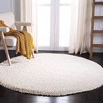 Carpetify Carpets for Living Room 4x4 Feet Round, Cream Color, Microfiber, Shaggy Carpet Galicha