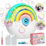 Bombble Automatic Bubble Machine, Portable Rainbow Bubble Machine 1500+ Bubbles/Min with Bubble Solution*2, Bubble Toys for Children for Outdoor/Party/Wedding Best Birthday (White)