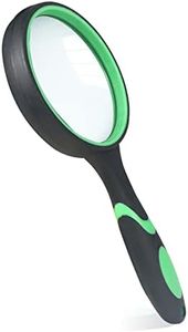 Magnifying Glass 10X, Handheld Reading Magnifier with Non-Slip Soft Rubber Handle, 75mm Magnifying Lens, Shatterproof Magnifying Mirror Reading Books, Inspection, Insects (Green)