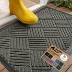 GORILLA GRIP Durable Natural Rubber Door Mat, Waterproof, Low Profile, Heavy Duty Welcome Doormat for Indoor and Outdoor, Easy Clean, Rug Mats for Entry, Patio, Busy Areas, 17x29, Gray Diamond