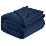 Cloth Fusion Flannel Plush 230 GSM AC Blanket Double Bed, Lightweight Thin Blanket for Summer Double Bed with Ultimate Comfort (86x88 inches, Navy)