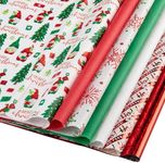 Christmas Tissue Paper for Gift Bags- 100 Sheets of Tissue Paper for Christmas Gift Wrap- (20"x20") Holiday Tissue Paper Bulk 100 Sheets-Cute Gnome Designs (Cute Gnome Theme)