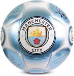 Hy-Pro Officially Licensed Classic Signature Football | Metallic, Size 5, Man City, Training, Match, Merchandise, Collectible for Kids and Adults, Blue/White