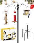 iBorn Bird Feeder Pole 3/4" Double Shepherds Hook for Outdoor Heavy Duty 78“Tall 5 Prongs Shepherd Hook for Hummingbird Feeder Hanging 3 Hooks(Bird Feeders NOT Included)