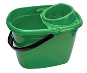 Abbey Plastic Mop Bucket with Wringer 12 Litre – Floor Bucket for General and Small Area Cleaning – Colour Coded Plastic Bucket with Side Lip for Easy Pouring - Cleaning Mop Bucket Green