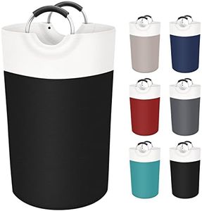 BlissTotes Laundry Basket, Laundry Hamper, Collapsible Laundry Baskets, Dirty Clothes Hamper, Waterproof with Foam Protected Aluminum Handles for College Dorm, Family 90L (Black)