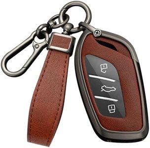 HIBEYO Key Case Cover for MG 4 EV MG EHS EZS EV GT HS ZS ZX MG4 MG5 MG6 for Roewe RX3 RX5 RX8 ERX5 I6 I5 Accessories with Keychains Alloy PU Leather Material Key Fob Cover-Black Brown